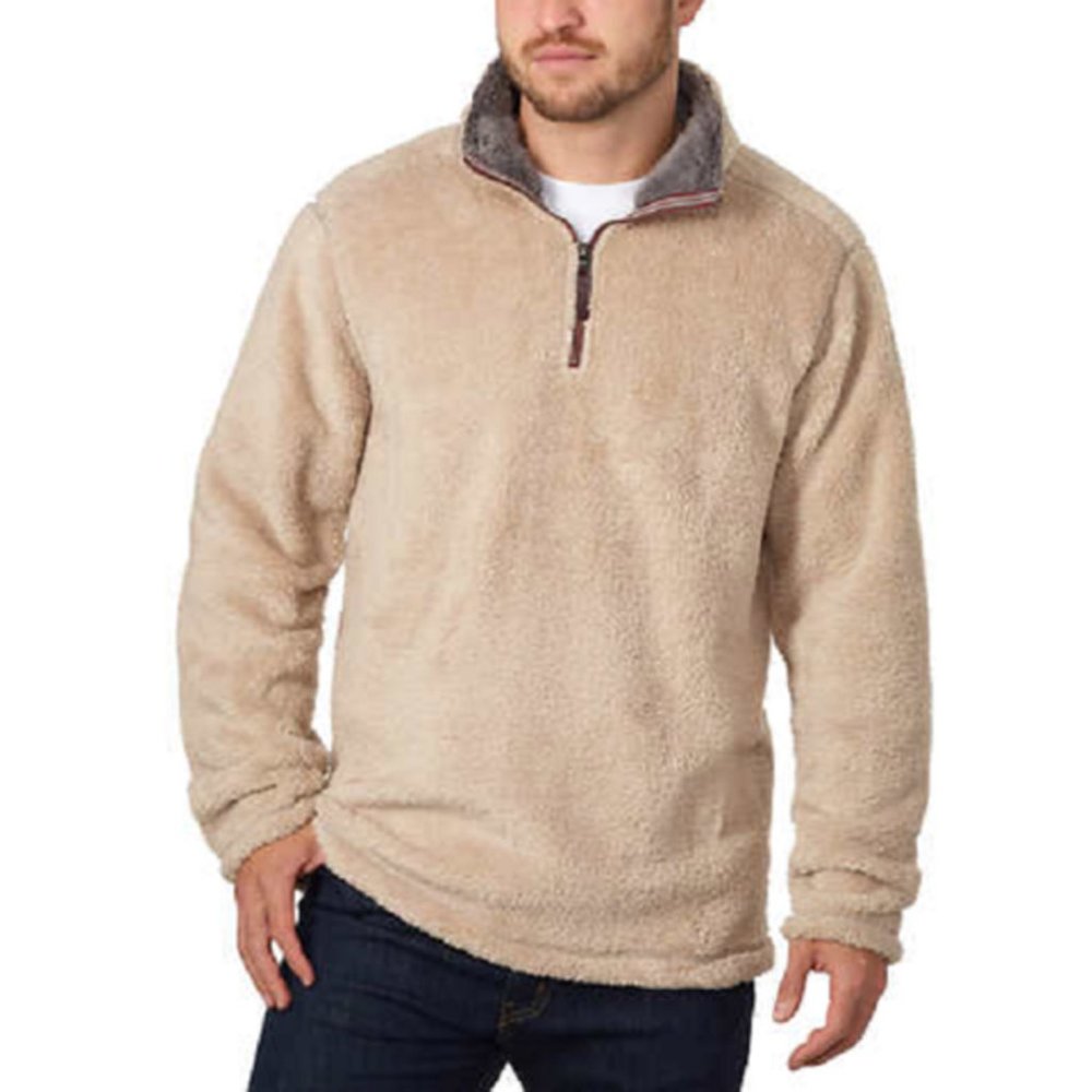 Trinity Men's 1/4 Zip Faux Fur Plush Pullover